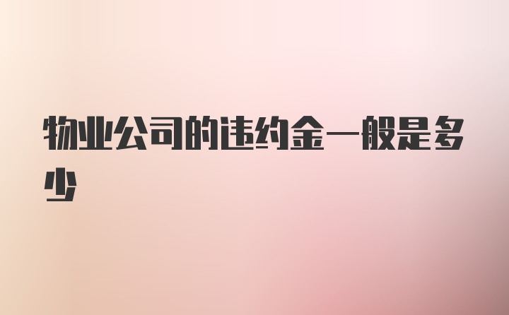 物业公司的违约金一般是多少