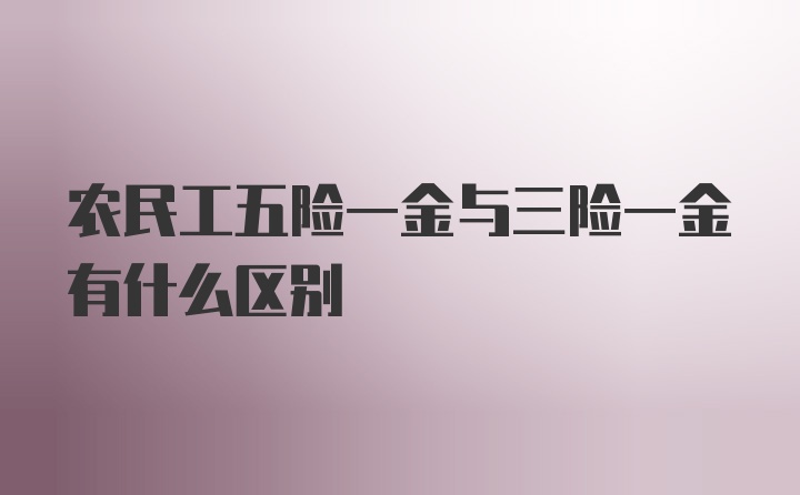 农民工五险一金与三险一金有什么区别