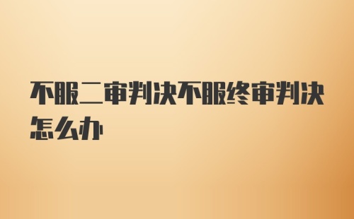 不服二审判决不服终审判决怎么办