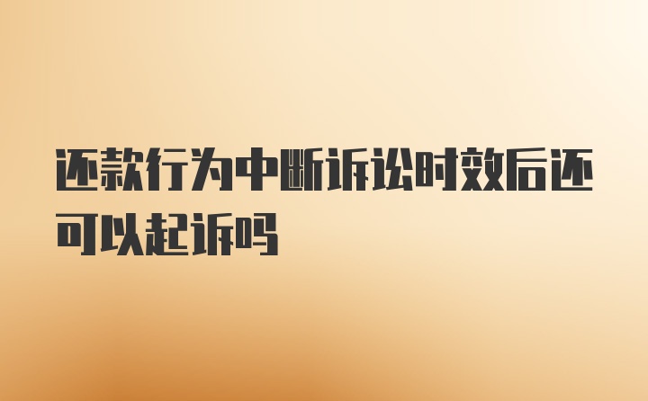 还款行为中断诉讼时效后还可以起诉吗