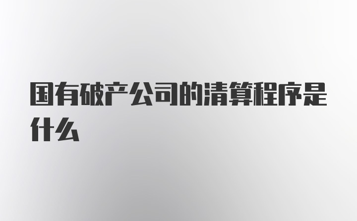 国有破产公司的清算程序是什么