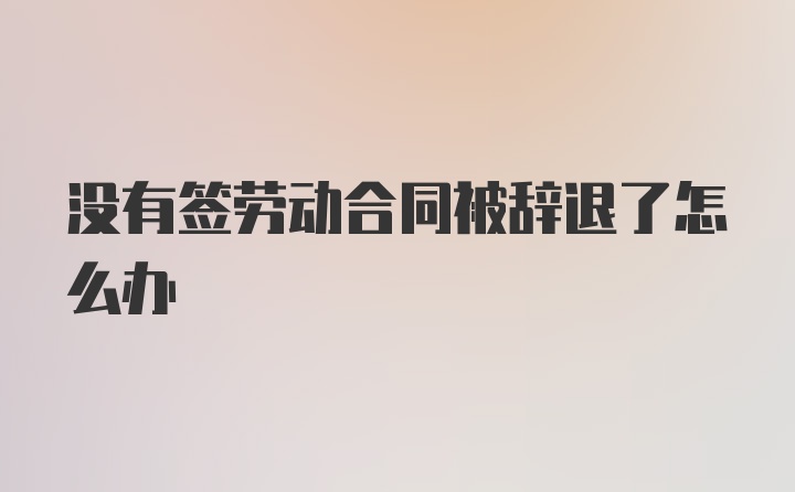 没有签劳动合同被辞退了怎么办