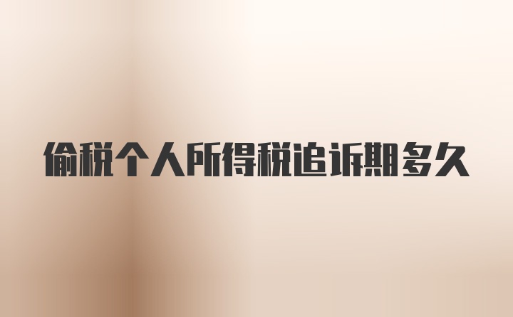 偷税个人所得税追诉期多久