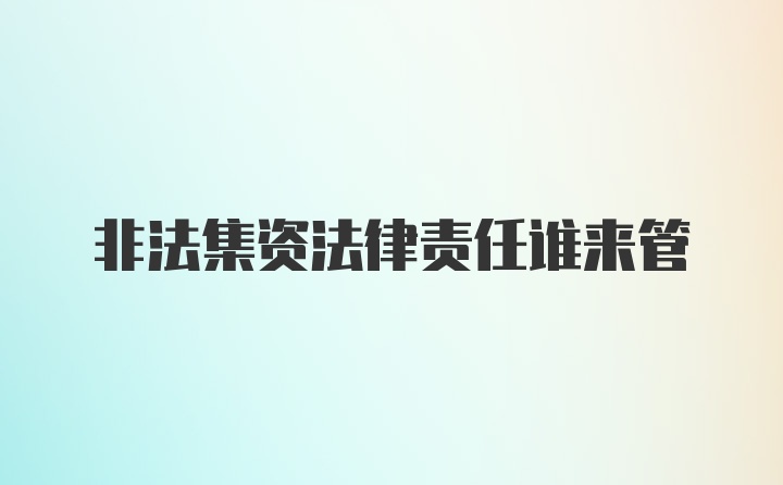 非法集资法律责任谁来管