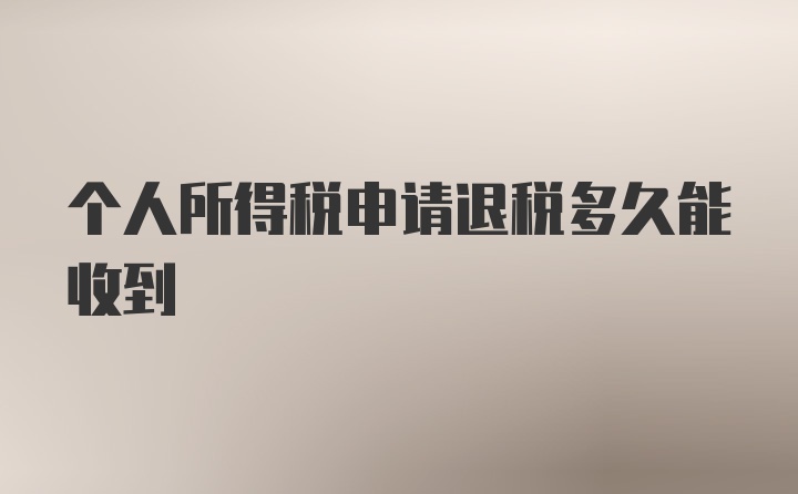 个人所得税申请退税多久能收到