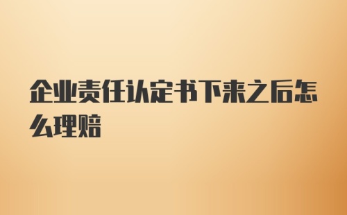 企业责任认定书下来之后怎么理赔