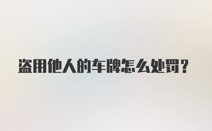盗用他人的车牌怎么处罚？