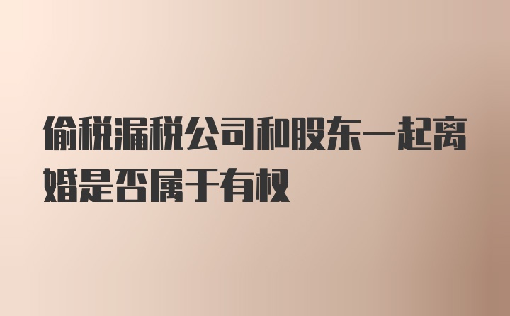 偷税漏税公司和股东一起离婚是否属于有权