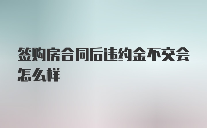 签购房合同后违约金不交会怎么样