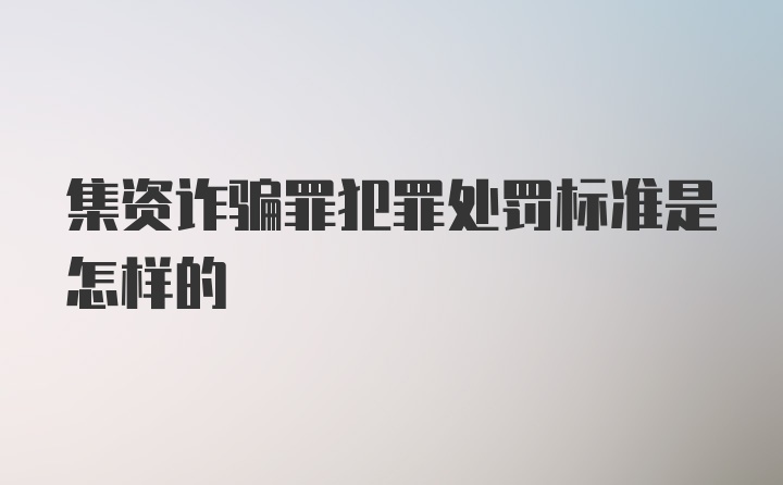 集资诈骗罪犯罪处罚标准是怎样的