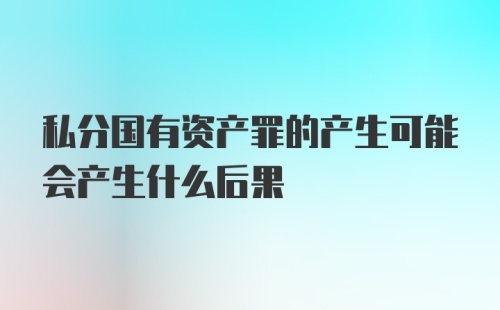 私分国有资产罪的产生可能会产生什么后果