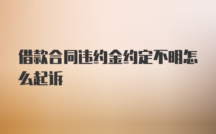 借款合同违约金约定不明怎么起诉