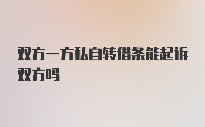 双方一方私自转借条能起诉双方吗