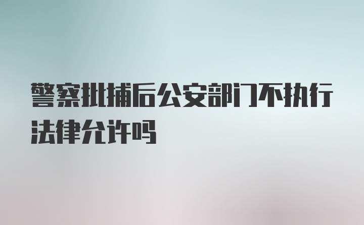 警察批捕后公安部门不执行法律允许吗