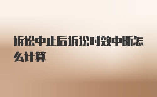 诉讼中止后诉讼时效中断怎么计算