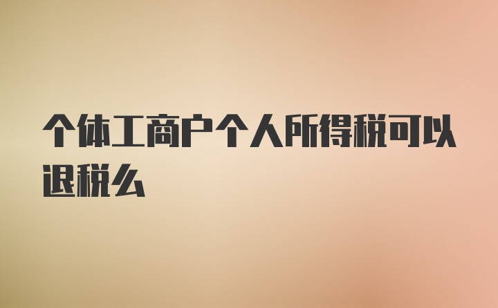 个体工商户个人所得税可以退税么