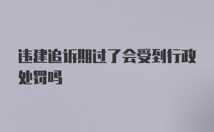 违建追诉期过了会受到行政处罚吗