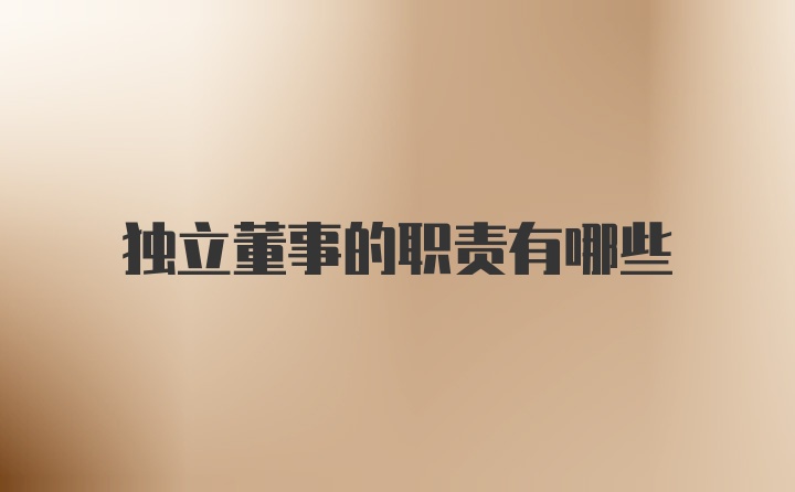 独立董事的职责有哪些