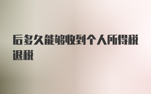 后多久能够收到个人所得税退税