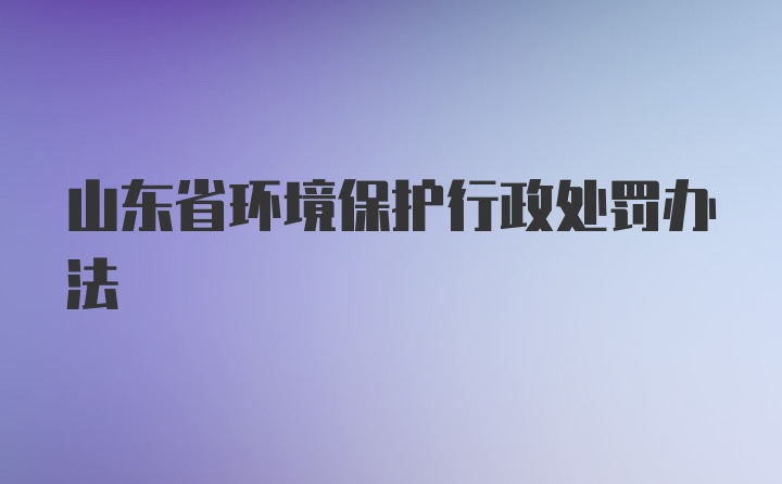 山东省环境保护行政处罚办法