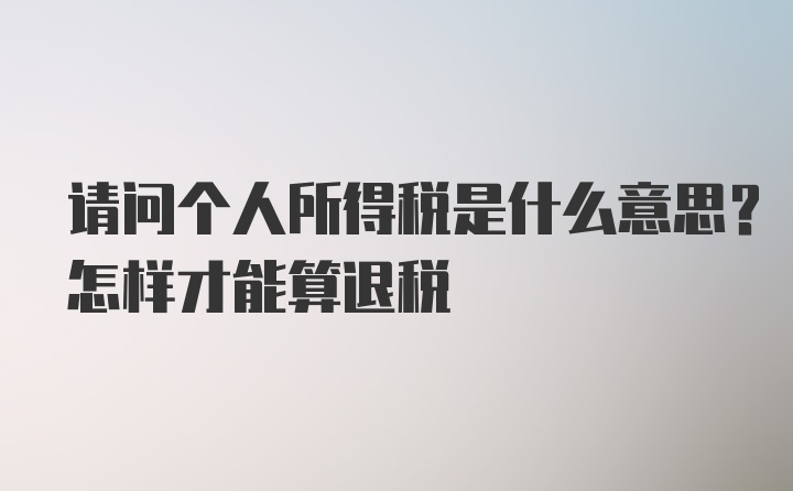 请问个人所得税是什么意思？怎样才能算退税