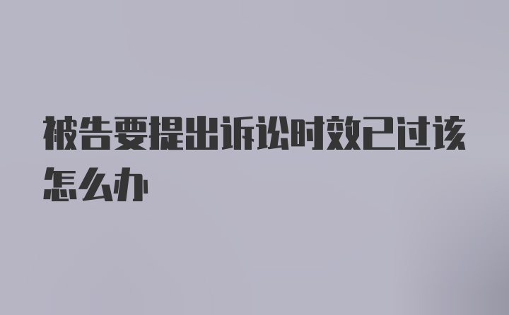 被告要提出诉讼时效已过该怎么办