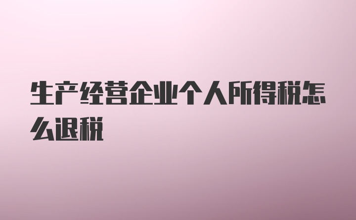 生产经营企业个人所得税怎么退税