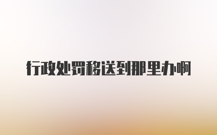 行政处罚移送到那里办啊