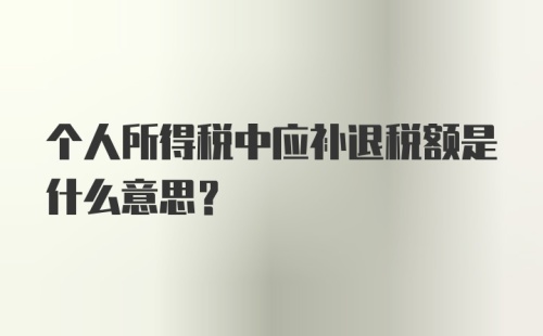 个人所得税中应补退税额是什么意思?