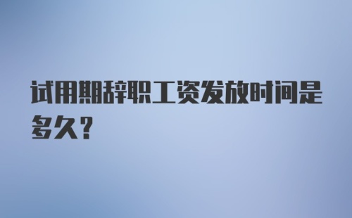 试用期辞职工资发放时间是多久?