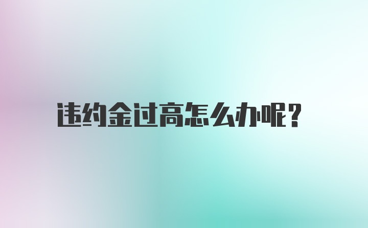 违约金过高怎么办呢？