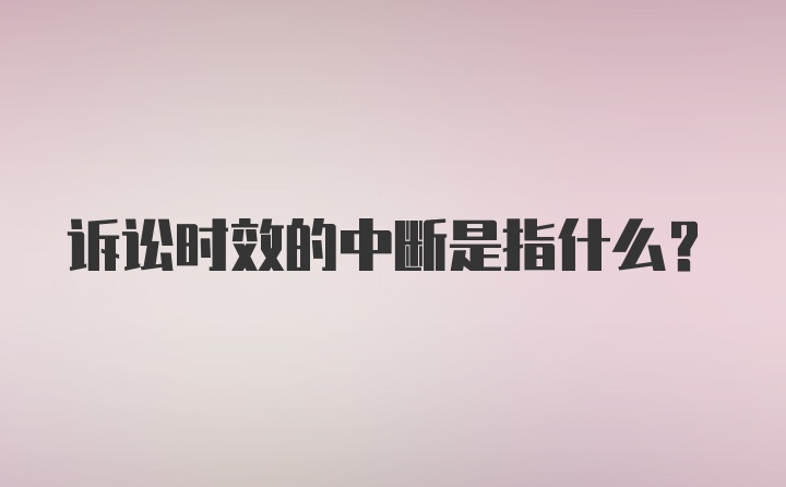 诉讼时效的中断是指什么？