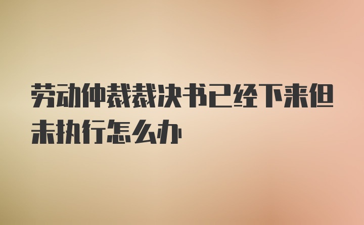 劳动仲裁裁决书已经下来但未执行怎么办