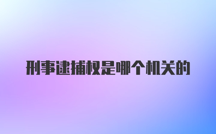 刑事逮捕权是哪个机关的