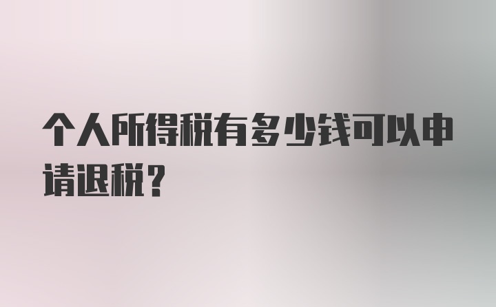 个人所得税有多少钱可以申请退税？