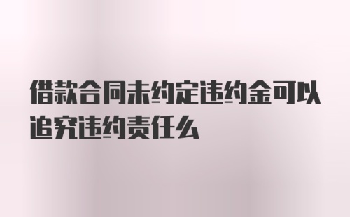 借款合同未约定违约金可以追究违约责任么