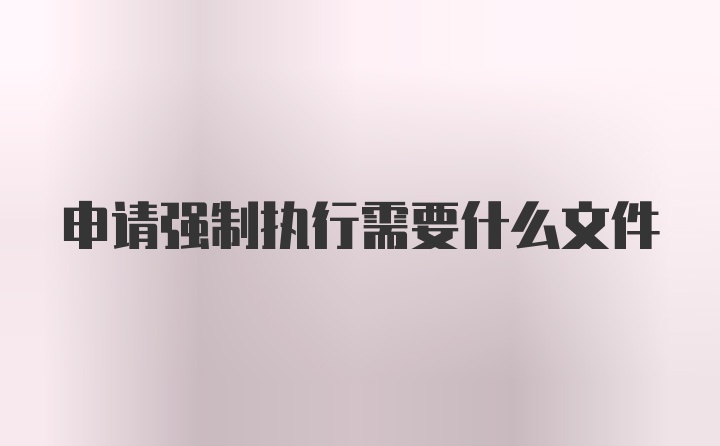 申请强制执行需要什么文件