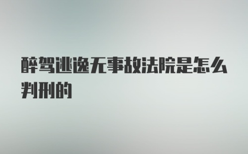 醉驾逃逸无事故法院是怎么判刑的