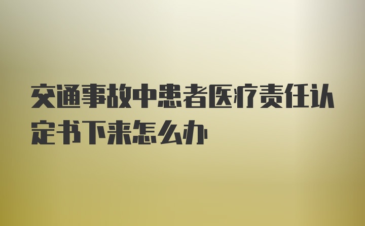 交通事故中患者医疗责任认定书下来怎么办