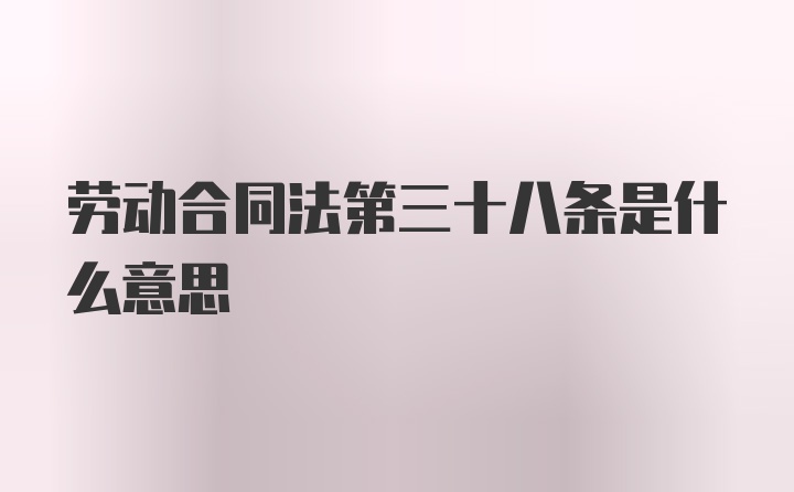 劳动合同法第三十八条是什么意思