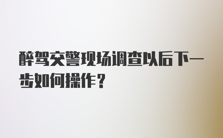 醉驾交警现场调查以后下一步如何操作？