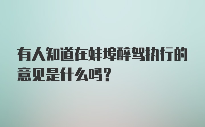 有人知道在蚌埠醉驾执行的意见是什么吗？