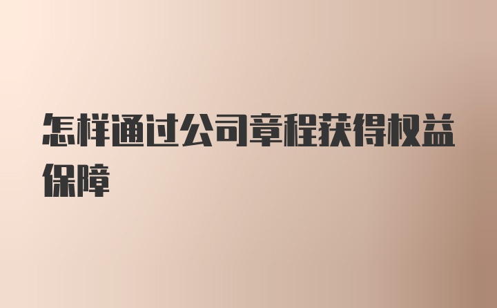 怎样通过公司章程获得权益保障