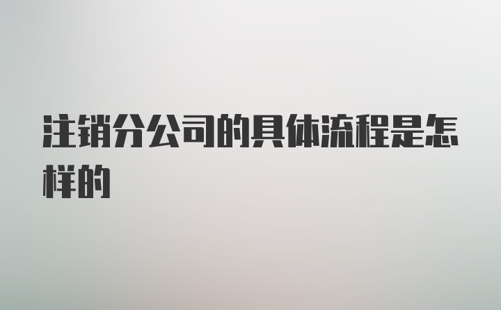 注销分公司的具体流程是怎样的