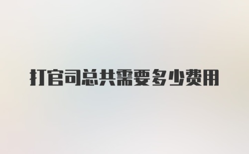 打官司总共需要多少费用