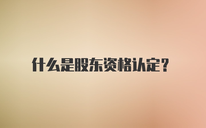 什么是股东资格认定？