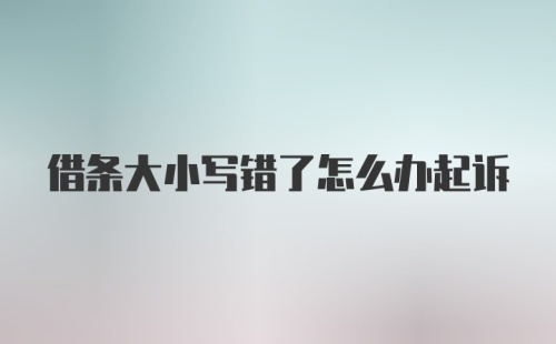 借条大小写错了怎么办起诉