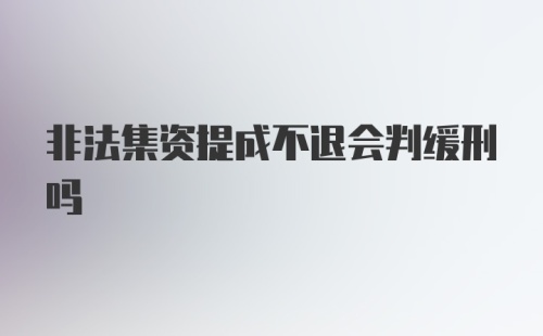 非法集资提成不退会判缓刑吗