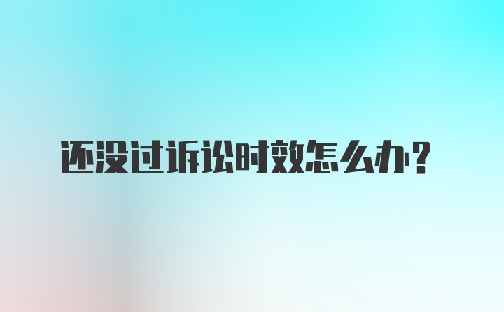 还没过诉讼时效怎么办？