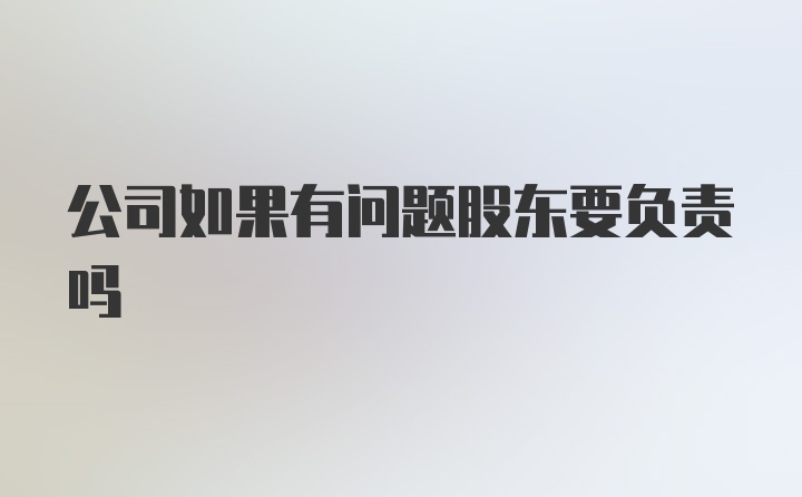 公司如果有问题股东要负责吗